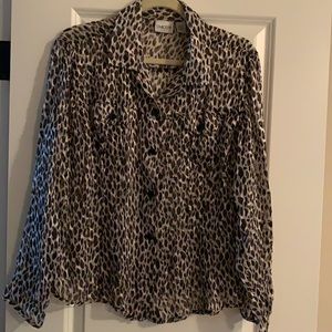 Chicos size 2 (L) sheer leopard print blouse.